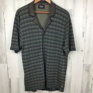 Scotch & Soda Blue and Orange Patterned Short Sleeve Button Down Shirt
